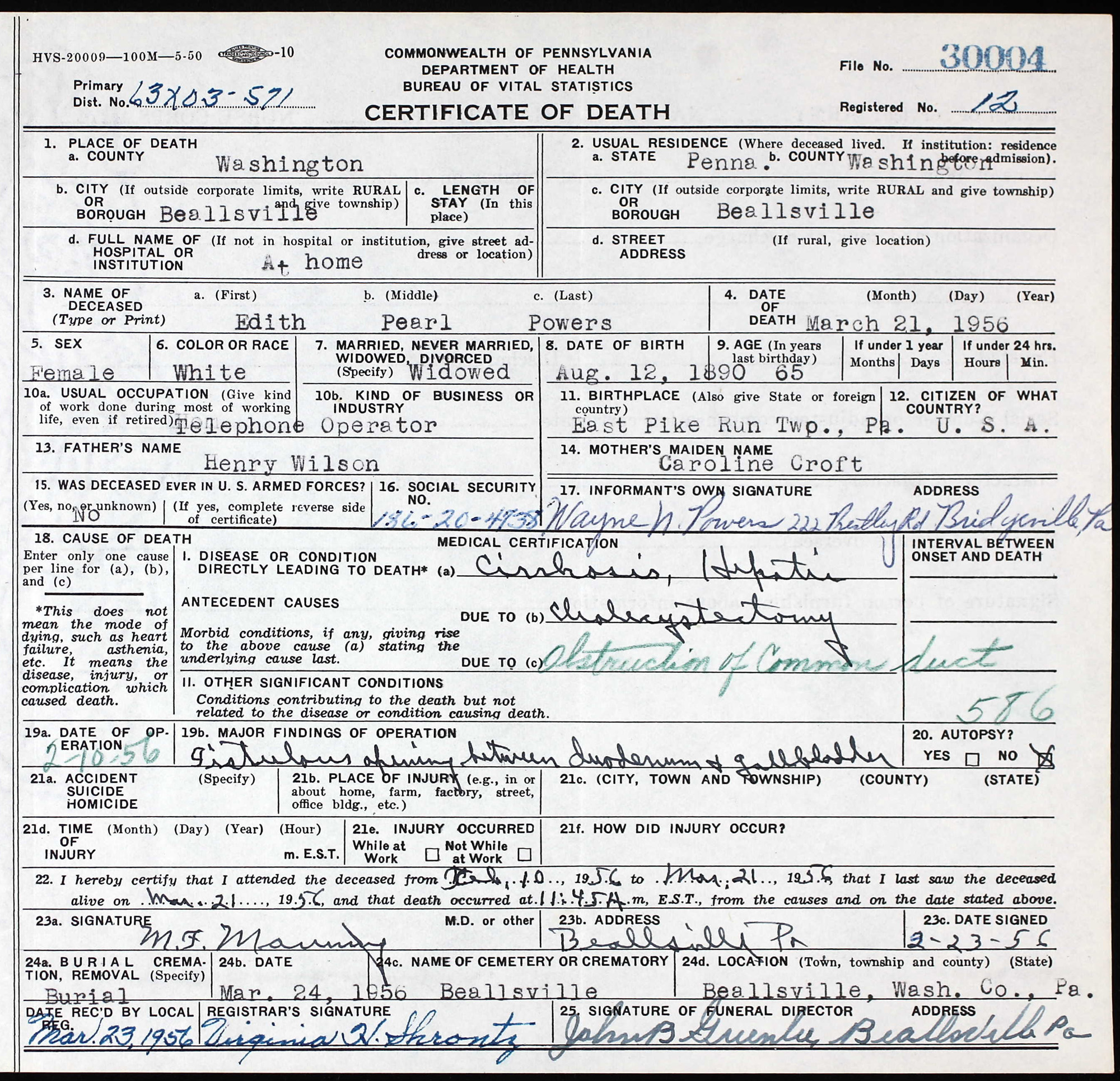 death certificate